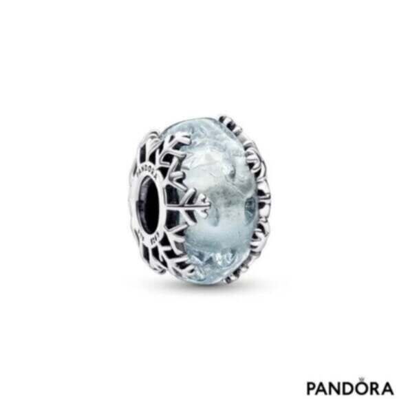 Pandora Winter Blue Snowflake Murano Charm - Picture 1 of 3